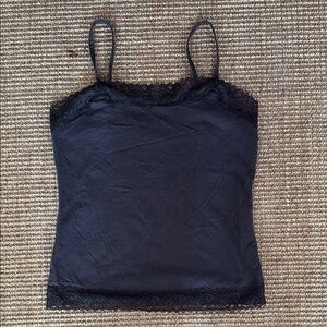 Ann Taylor Gray Lace Trim Cami Tank Medium